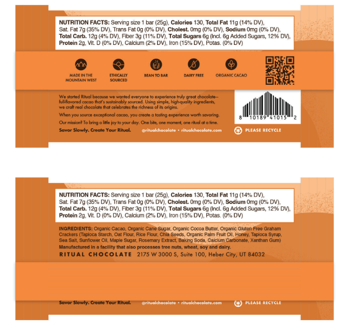 S’mores Mini Bar 25g, Dark Chocolate 70%