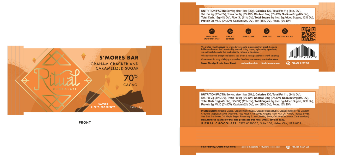 S’mores Mini Bar 25g, Dark Chocolate 70%